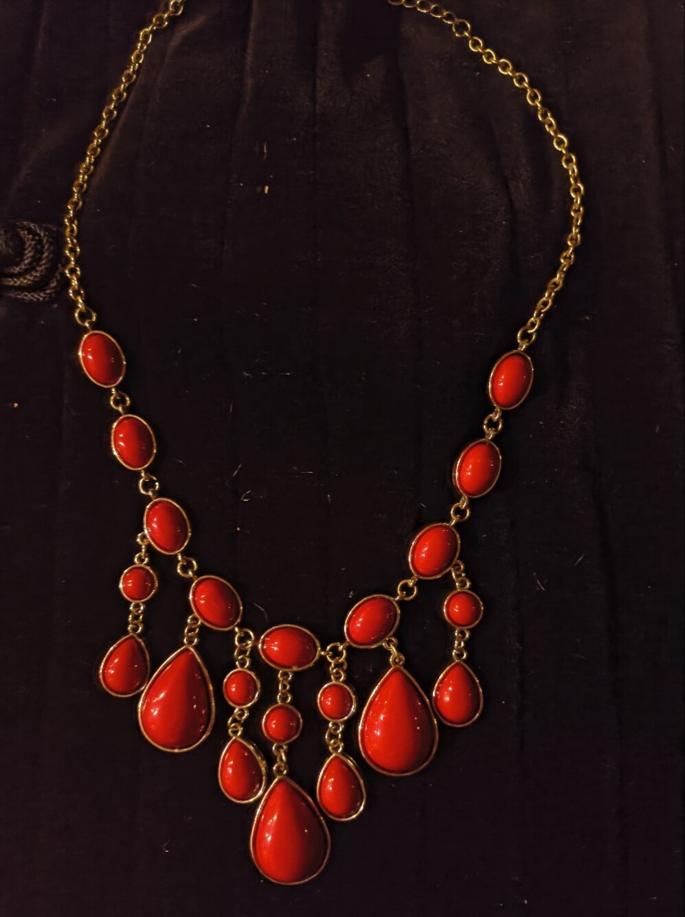 Bold Red Teardrop Statement Necklace - Women Jewelry